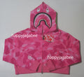 A BATHING APE Ladies' COLOR CAMO CRYSTAL STONE SHARK CROPPED FULL ZIP HOODIE