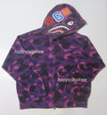 A BATHING APE COLOR CAMO CROCHET RELAXED FIT SHARK FULL ZIP HOODIE
