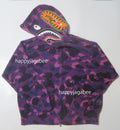 A BATHING APE COLOR CAMO CROCHET RELAXED FIT SHARK FULL ZIP HOODIE
