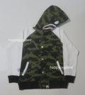 A BATHING APE BAPE KIDS 1ST CAMO SHARK HOODIE SWEAT VARSITY JACKET