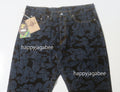 A BATHING APE CAMO FLOCKED RELAXED FIT 13oz DENIM PANTS