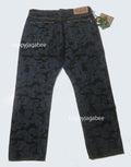 A BATHING APE CAMO FLOCKED RELAXED FIT 13oz DENIM PANTS