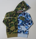 A BATHING APE BAPE KIDS ABC CAMO MULTI SHARK ZIP HOODIE