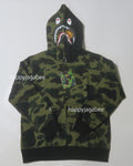 A BATHING APE BAPE KIDS 1ST CAMO MILO SHARK ZIP HOODIE