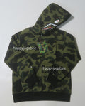 A BATHING APE BAPE KIDS 1ST CAMO MILO SHARK ZIP HOODIE