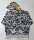 A BATHING APE DEF JAM CAMO SHARK RELAXED FIT FULL ZIP HOODIE