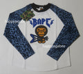 A BATHING APE BAPE KIDS WILD LEOPARD PATTERN BABY MILO RAGLAN L/S TEE