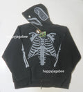 A BATHING APE SKELETON SHARK HEAVY WASHED CROPPED FIT FULL ZIP HOODIE