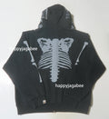 A BATHING APE SKELETON SHARK HEAVY WASHED CROPPED FIT FULL ZIP HOODIE
