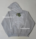 A BATHING APE SKELETON SHARK HEAVY WASHED CROPPED FIT FULL ZIP HOODIE