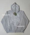 A BATHING APE SKELETON SHARK HEAVY WASHED CROPPED FIT FULL ZIP HOODIE
