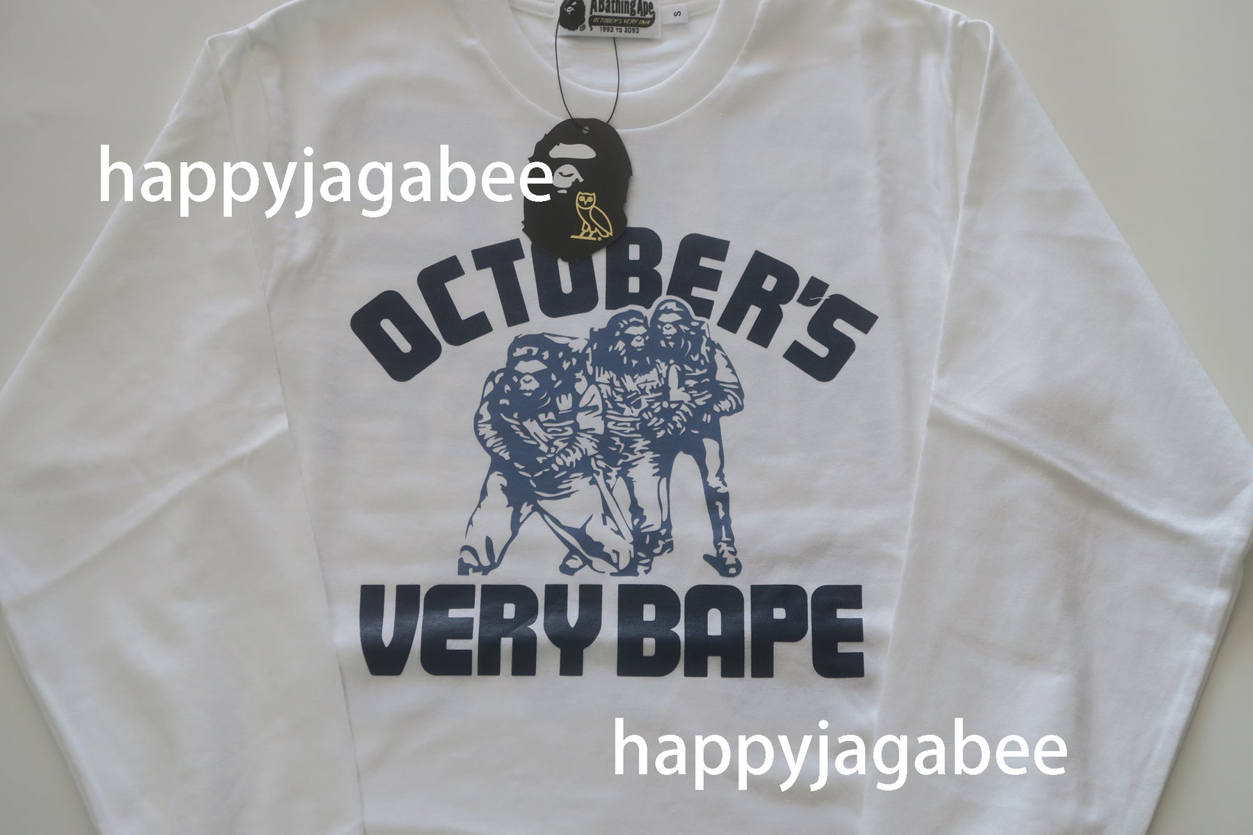 A BATHING APE BAPE x OVO COLLEGE LONG SLEEVE TEE – happyjagabee store