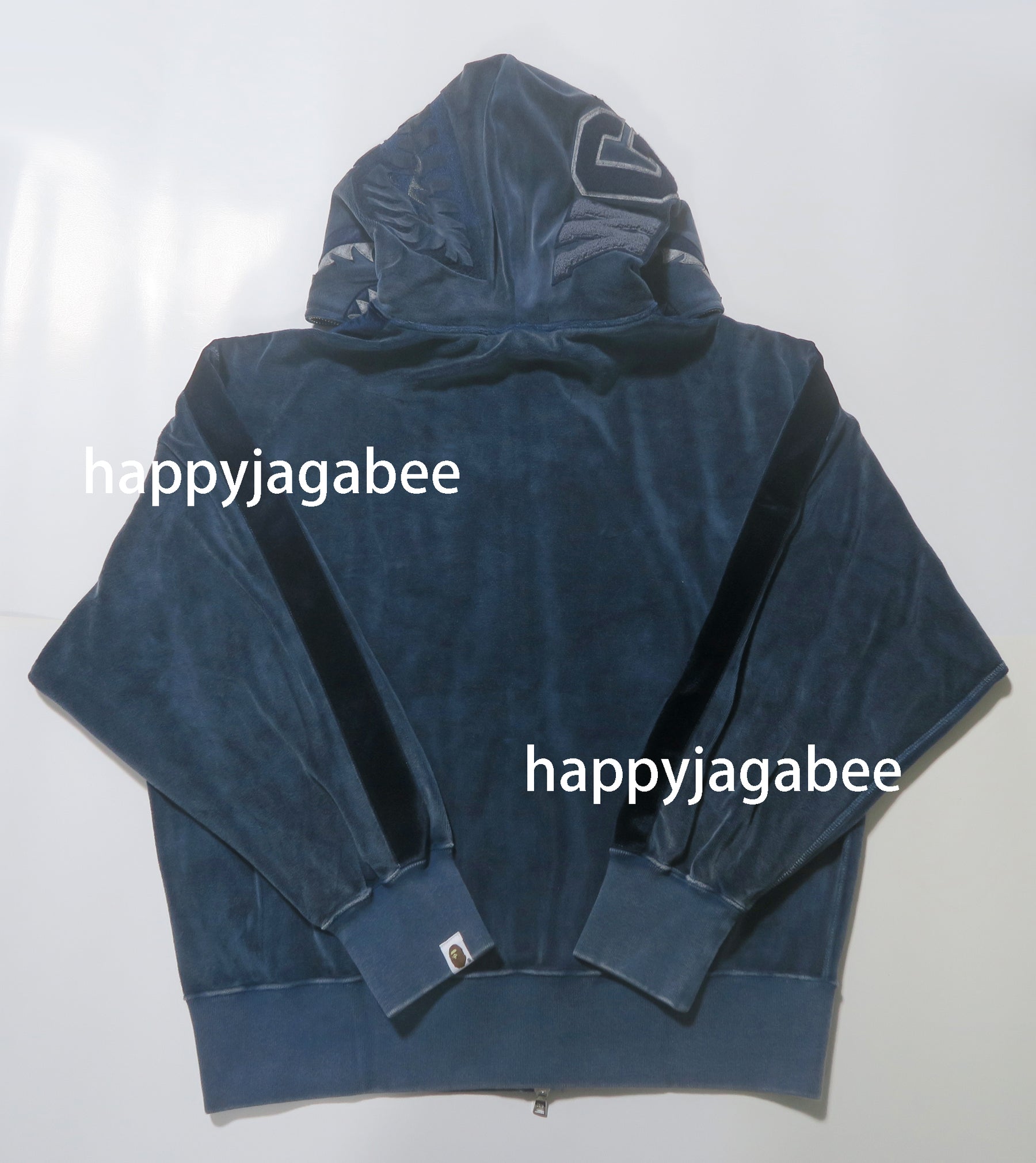 A BATHING APE SNOW WASH SHARK RELAXED FIT FULL ZIP HOODIE