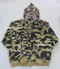 A BATHING APE 1ST CAMO 2ND SHARK BOA HOODIE JACKET