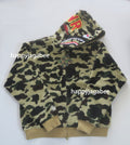 A BATHING APE 1ST CAMO 2ND SHARK BOA HOODIE JACKET