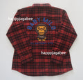 A BATHING APE BAPE KIDS CHECK BABY MILO EMBROIDERY PRINT SHIRT