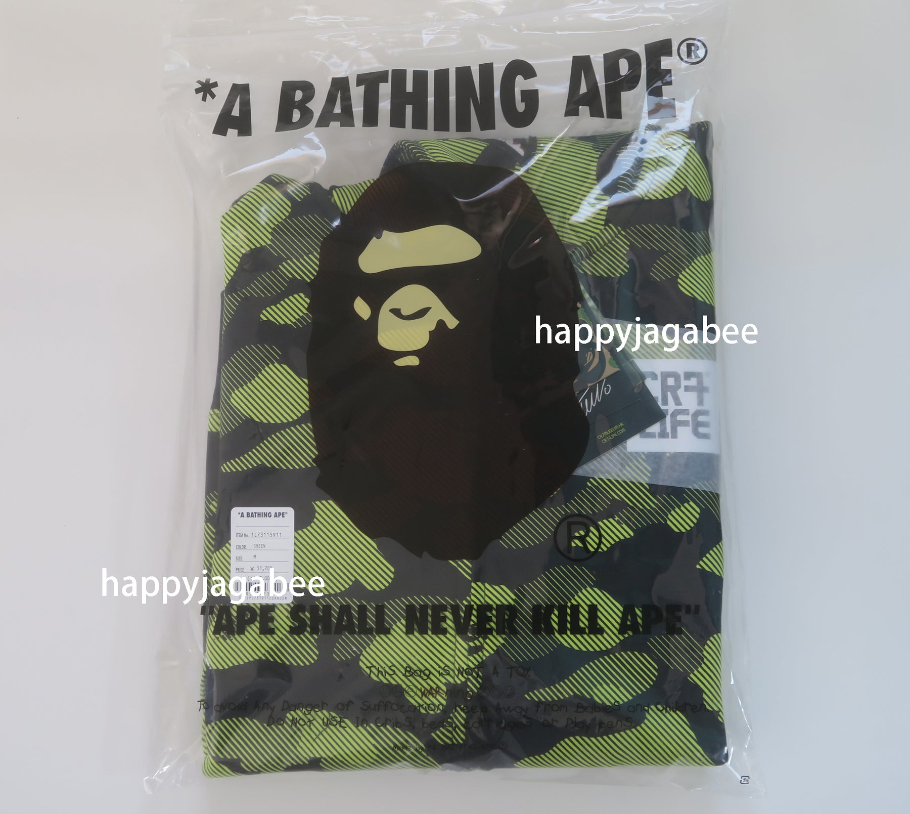 A BATHING APE BAPE x CR7 LIFE LOGO RELAXED FIT SHARK FULL ZIP
