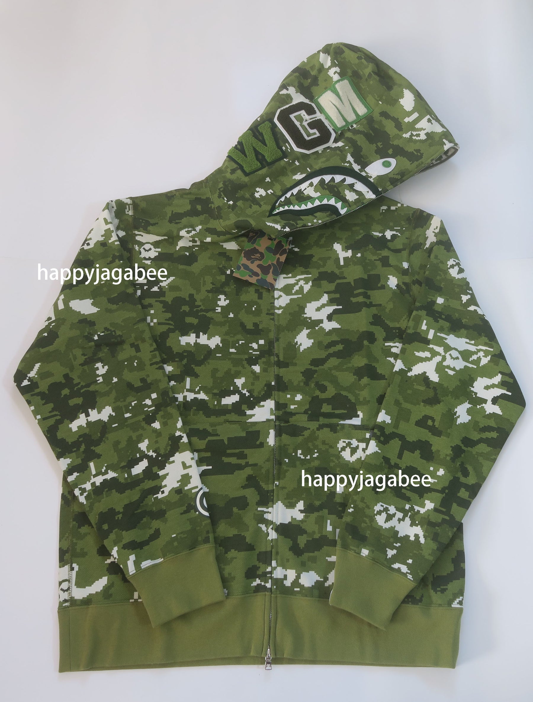 A BATHING APE MULTI PIXEL CAMO SHARK REGULAR FIT FULL ZIP HOODIE