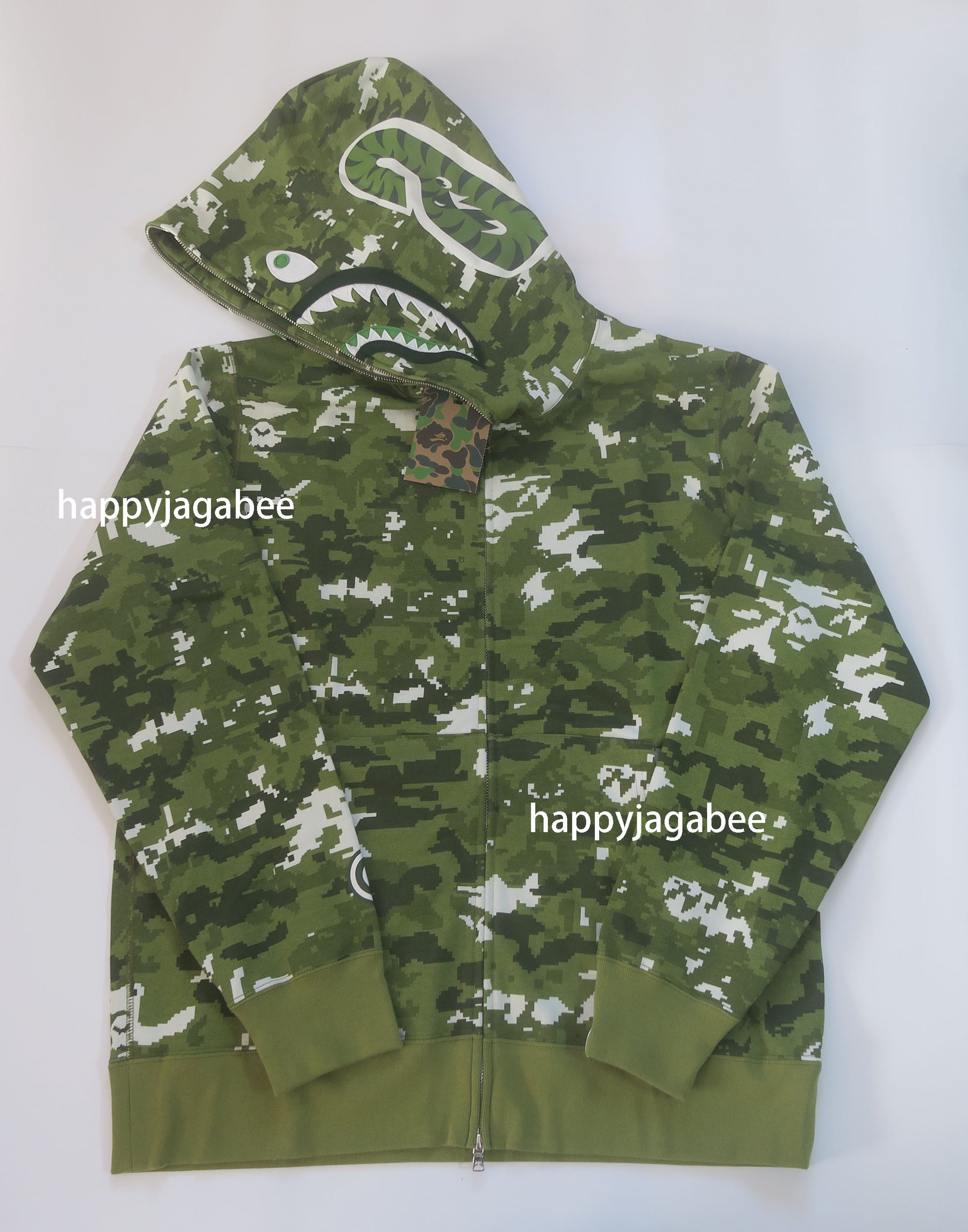 A BATHING APE MULTI PIXEL CAMO SHARK REGULAR FIT FULL ZIP HOODIE