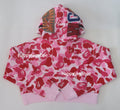 A BATHING APE Ladies' ABC CAMO CRYSTAL STONE SHARK CROPPED FULL ZIP HOODIE