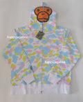 A BATHING APE NEW MULTI CAMO BABY MILO REGULAR FIT FULL ZIP HOODIE - happyjagabee store