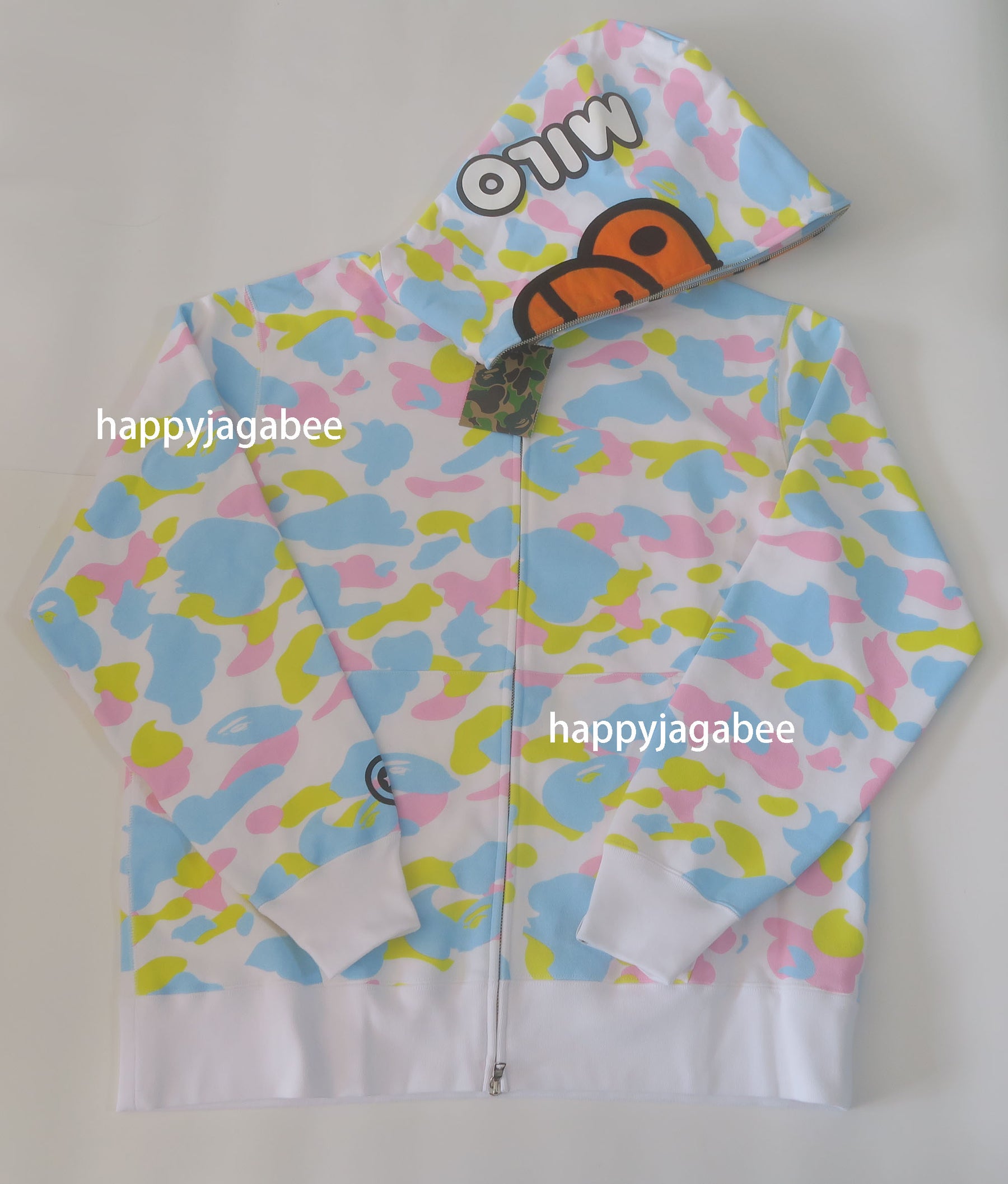 A BATHING APE NEW MULTI CAMO BABY MILO REGULAR FIT FULL ZIP HOODIE