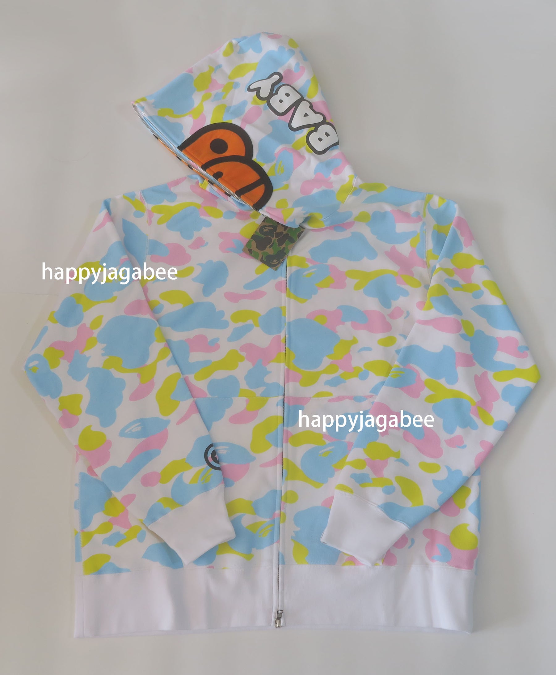 A BATHING APE NEW MULTI CAMO BABY MILO REGULAR FIT FULL ZIP HOODIE