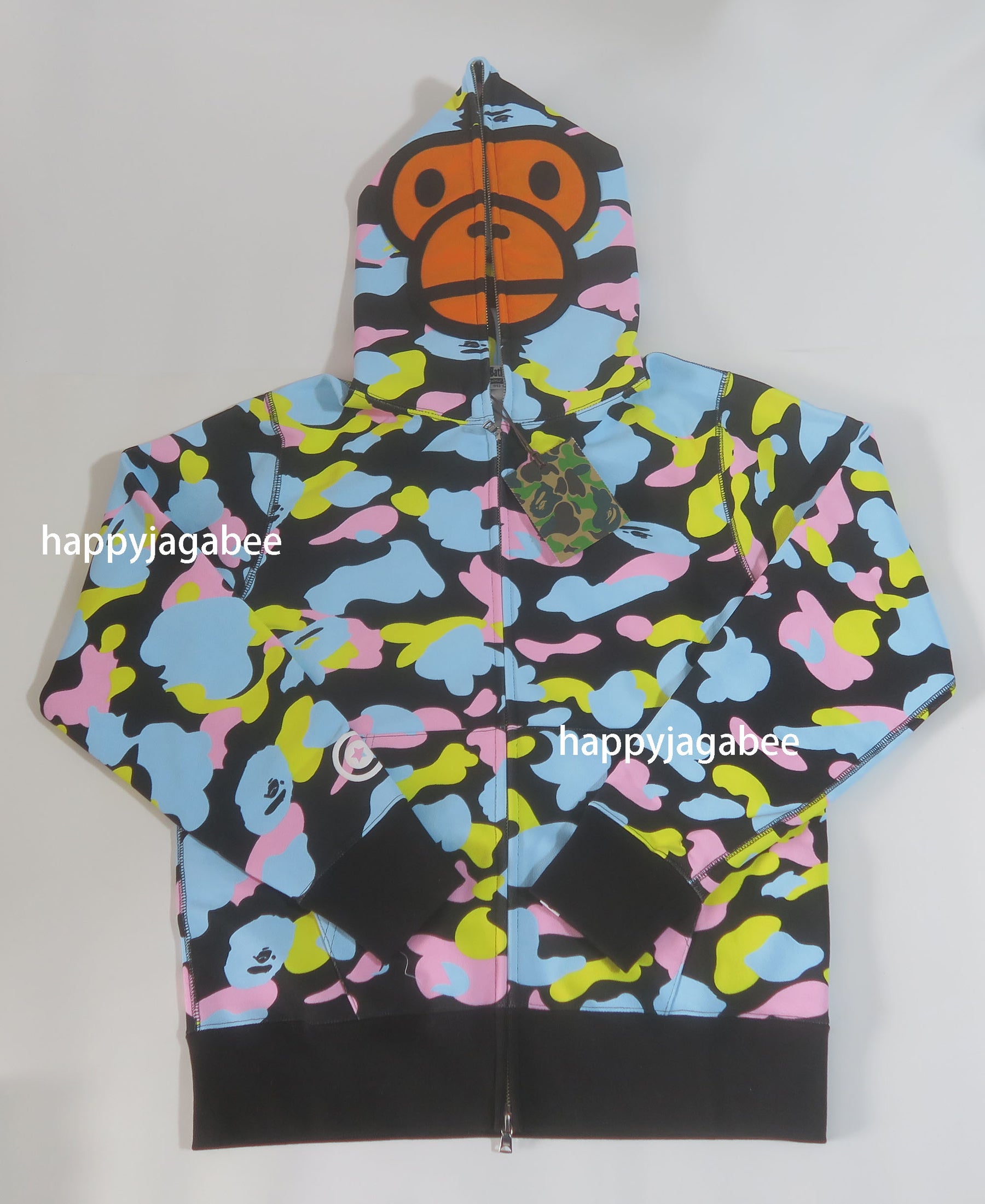 A BATHING APE NEW MULTI CAMO BABY MILO REGULAR FIT FULL ZIP HOODIE