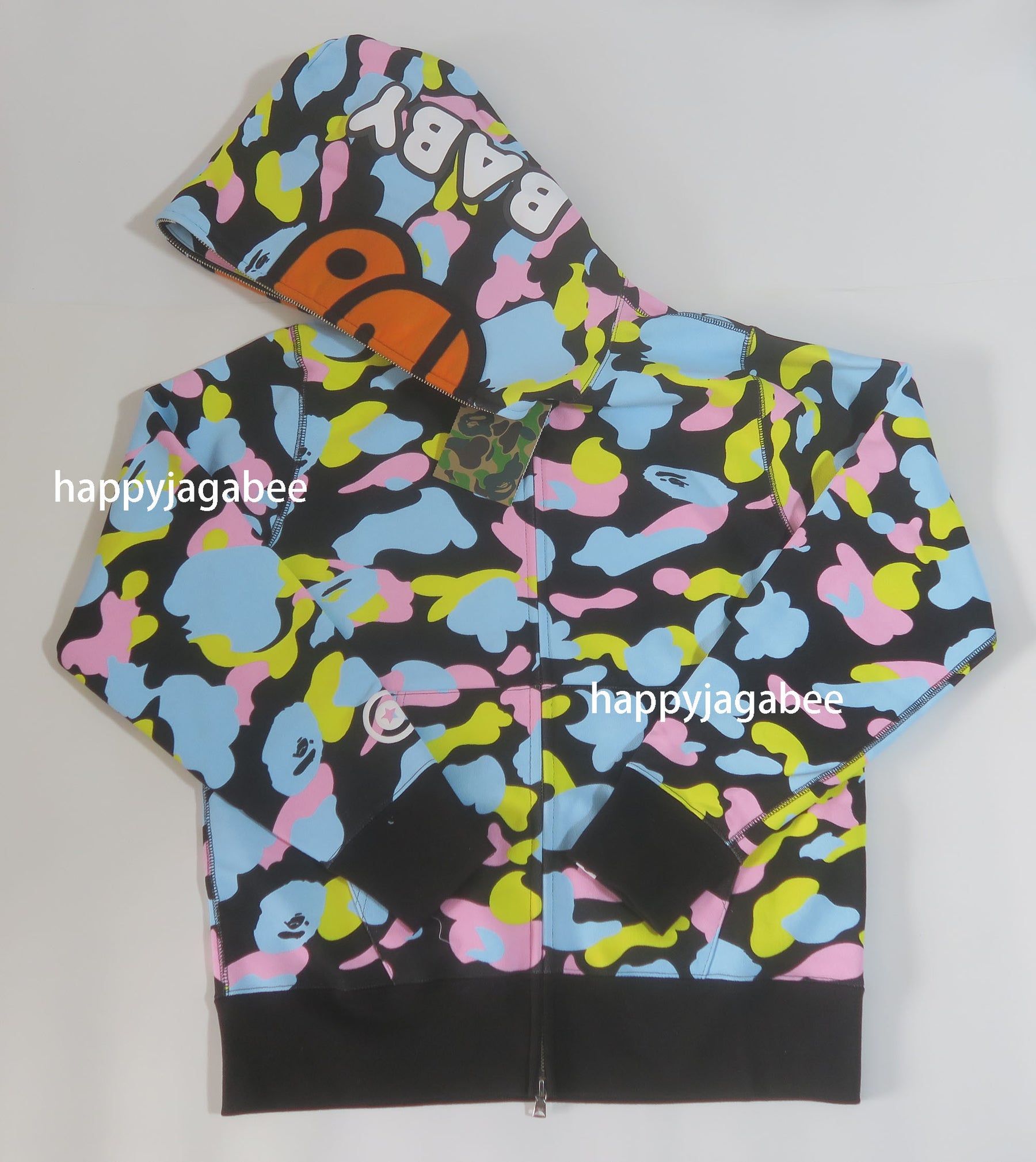 A BATHING APE NEW MULTI CAMO BABY MILO REGULAR FIT FULL ZIP HOODIE