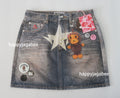 A BATHING APE Ladies' FAKE PRINT MULTI LOGO DENIM SKIRT