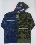 A BATHING APE SPLIT CAMO SHARK FULL ZIP HOODIE