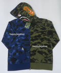 A BATHING APE SPLIT CAMO SHARK FULL ZIP HOODIE
