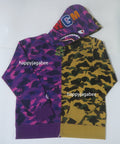 A BATHING APE SPLIT CAMO SHARK FULL ZIP HOODIE