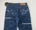 A BATHING APE JAPANESE INDIGO ART CAMO RELAXED FIT DENIM PANTS