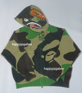 A BATHING APE ABC CAMO CROCHET SHARK RELAXED FIT FULL ZIP HOODIE
