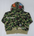 A BATHING APE Ladies' ABC CAMO TOWEL JACQUARD SHARK CROPPED FULL ZIP HOODIE