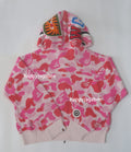 A BATHING APE Ladies' ABC CAMO TOWEL JACQUARD SHARK CROPPED FULL ZIP HOODIE