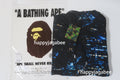 A BATHING APE OVERALL PRINT CREASE RELAXED FIT PULLOVER HOODIE
