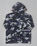 A BATHING APE BAPE KIDS GLITCH WOODLAND CAMO SHARK ZIP HOODIE
