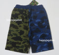 A BATHING APE BAPE KIDS SPLIT CAMO SHARK SWEAT SHORTS