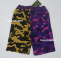 A BATHING APE BAPE KIDS SPLIT CAMO SHARK SWEAT SHORTS