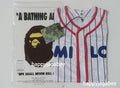 A BATHING APE BAPE KIDS ALL BABY MILO STRIPE MILO BASEBALL SHIRT