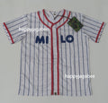 A BATHING APE BAPE KIDS ALL BABY MILO STRIPE MILO BASEBALL SHIRT