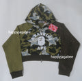 A BATHING APE Ladies' STA OVER PRINT 1ST CAMO CRYSTAL STONE COLLEGE FULL ZIP HOODIE