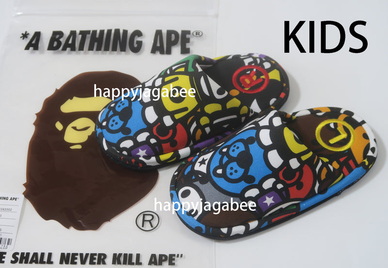 A BATHING APE BAPE KIDS MILO ALL SAFARI SLIPPERS