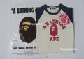 A BATHING APE Ladies' COLLEGE RAGLAN CROPPED L/S TEE