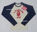 A BATHING APE Ladies' COLLEGE RAGLAN CROPPED L/S TEE