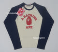 A BATHING APE Ladies' COLLEGE RAGLAN CROPPED L/S TEE