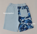 A BATHING APE BAPE KIDS ABC CAMO MILO SHARK SWEAT SHORTS