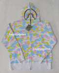 A BATHING APE MULTI CAMO SHARK FULL ZIP HOODIE